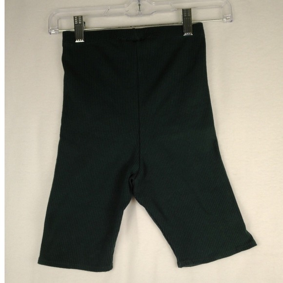 Vintage LA MOVERS Ribbed High Waist Bike Shorts Dark Green Women's Medium - Picture 2 of 6